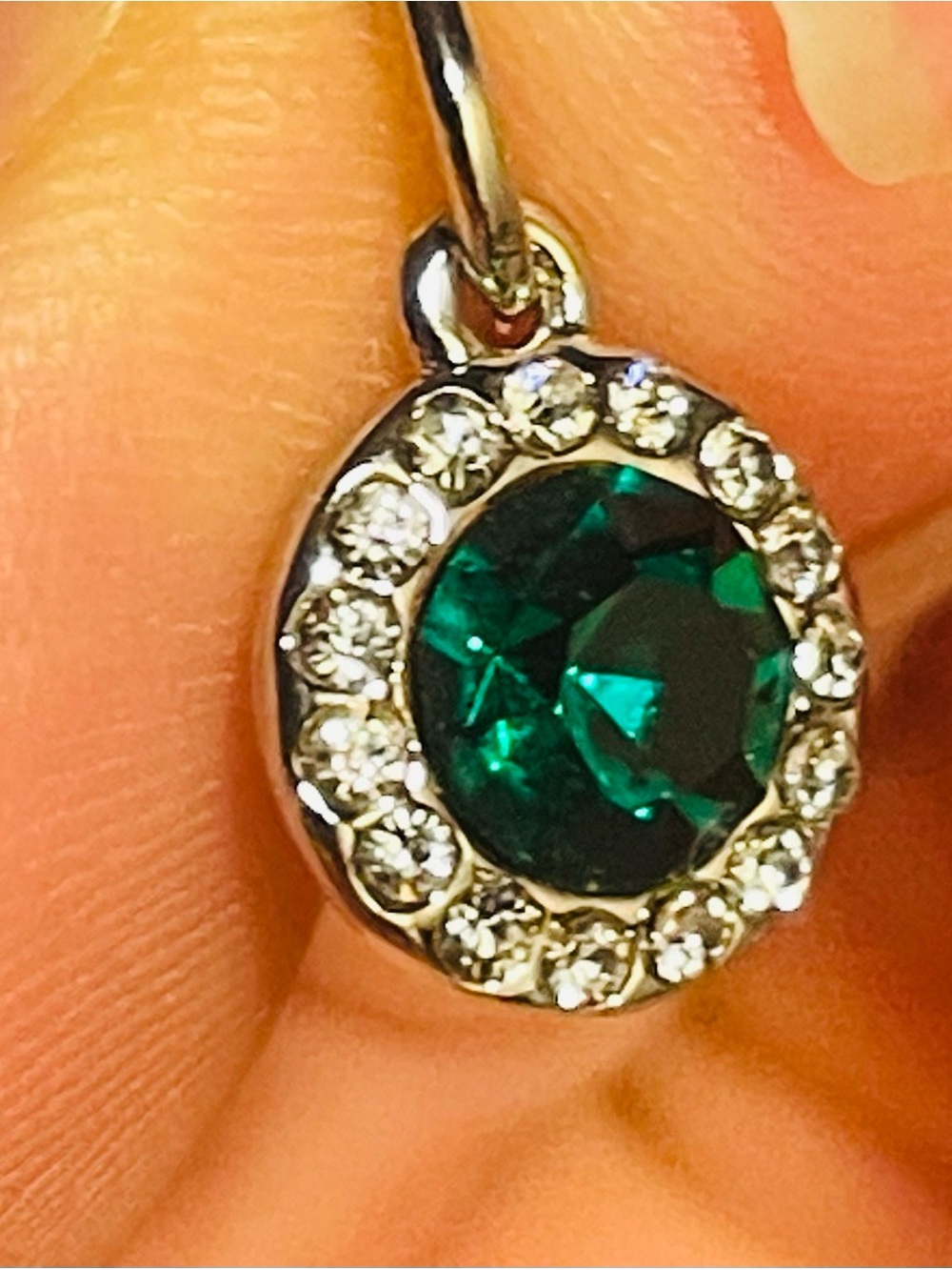 Emerald Green Crystal Rhinestone Halo Pendant